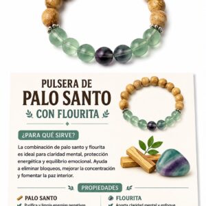 PULSERA FLUORITA CON PALO SANTO
