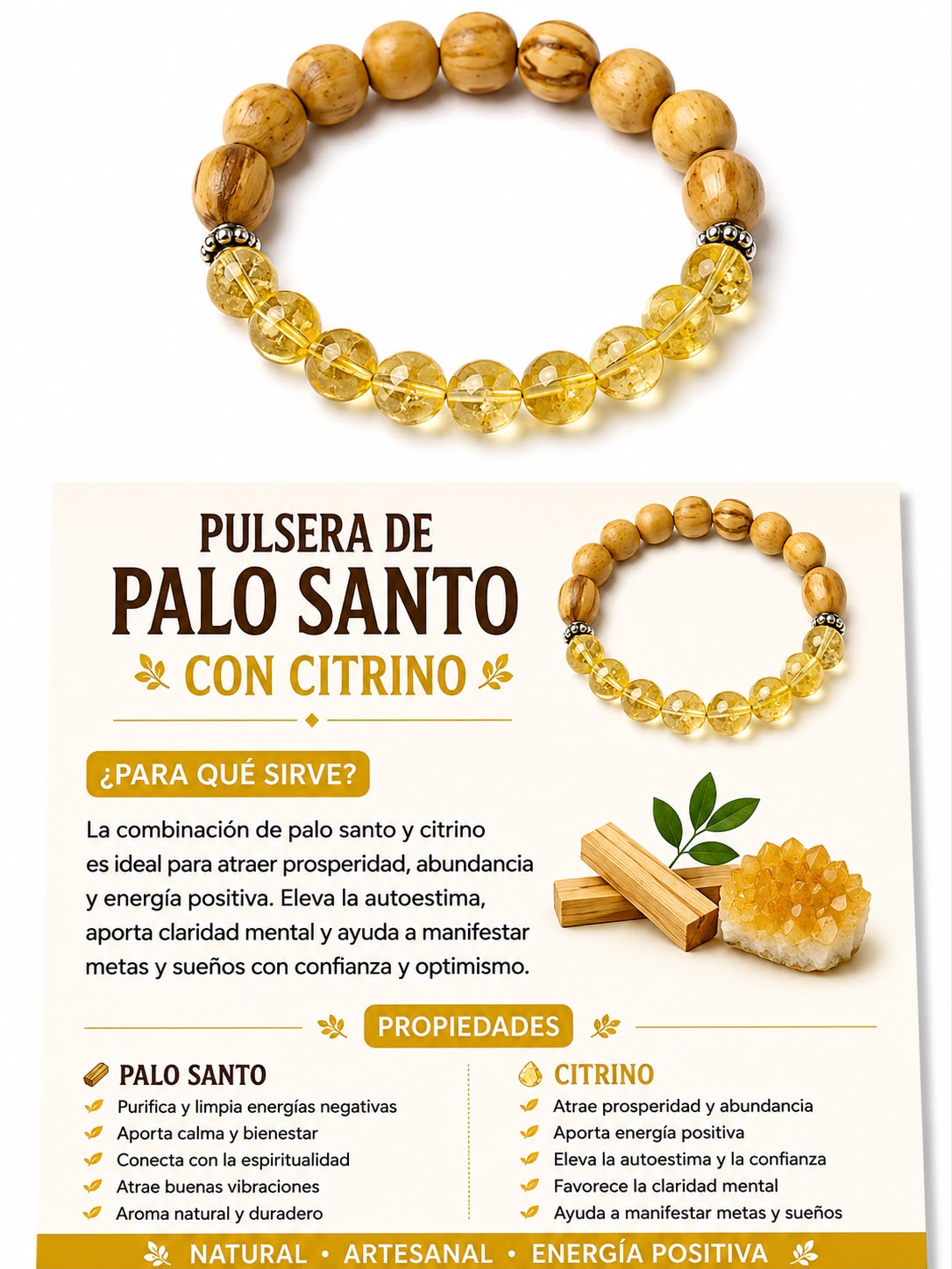 PULSERA CITRINO CON PALO SANTO