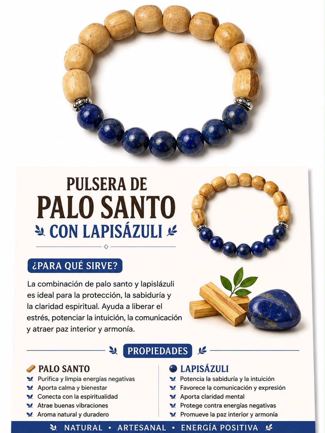 PULSERA LAPISAZULI CON PALO SANTO