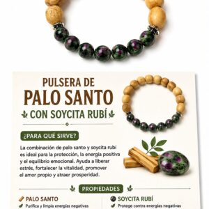 PULSERA SOYCITA RUBI CON PALO SANTO