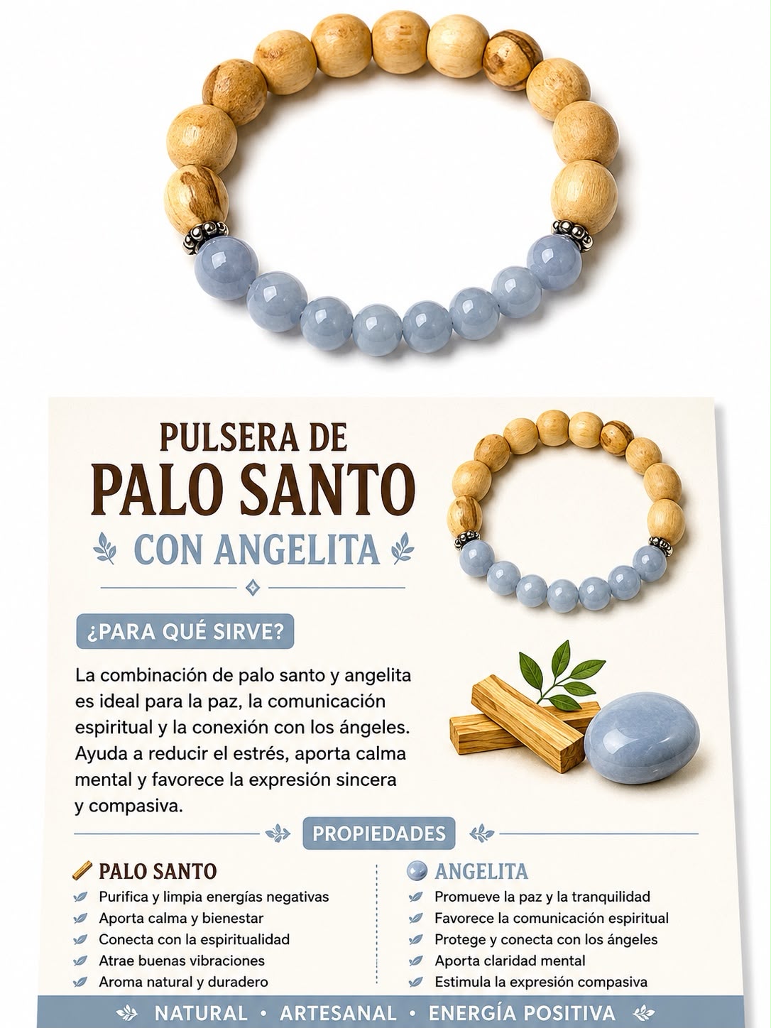 PULSERA PALO SANTO CON ANGELITA