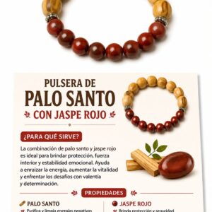PULSERA PALO SANTO CON JASPE ROJO