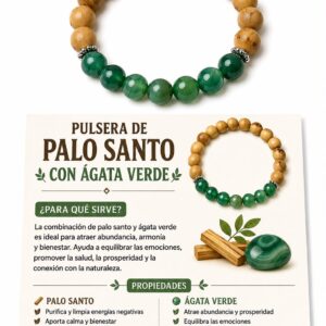 PULSERA AGATA VERDE CON PALO SANTO