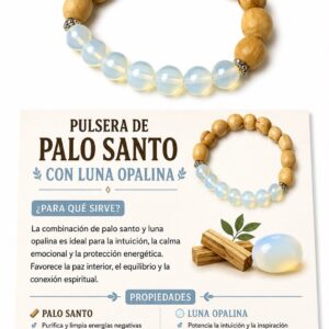 PULSERA LUNA OPALINA CON PALO SANTO