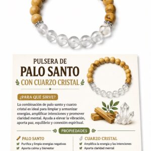 PULSERA CUARZO CRISTAL CON PALO SANTO