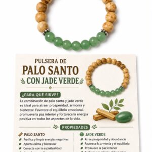 PULSERA DE PALO SANTO CON JADE VERDE