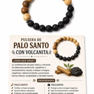 PULSERA DE PALO SANTO CON VOLCANITA