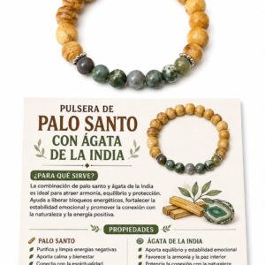 PULSERA PALO SANTO CON AGATA DE LA INDIA