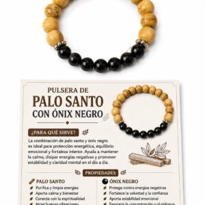 PULSERA DE PALO SANTO CON ONIX NEGRO