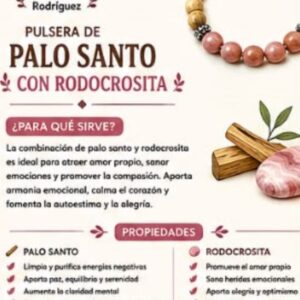 PULSERA DE PALO SANTO CON RODOCROSITA
