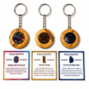 LLAVERO PALO SANTO CON CUARZO 4.5CM - PACK DE 3 UNIDADES