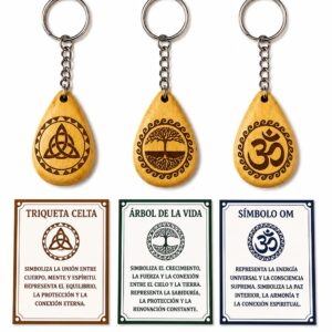 LLAVERO PALO SANTO TALLADO - PACK DE 3 UNIDADES
