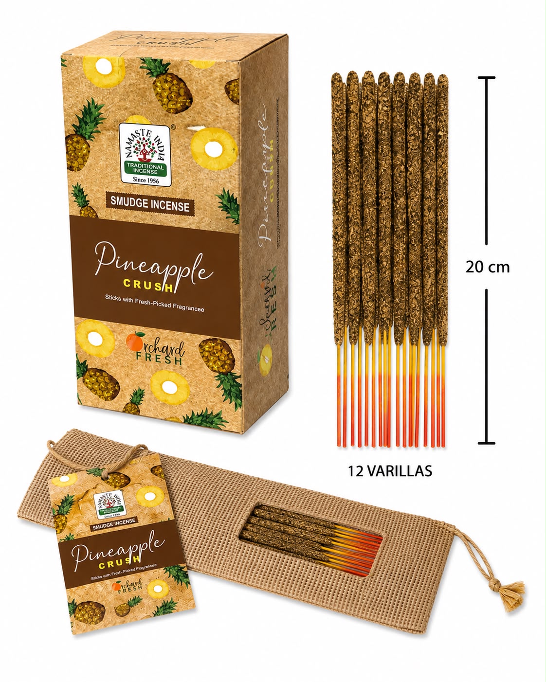 SAHUMERIO ORGANICO - PIÑA - CAJA X 12 ESTUCHES DE 12 UNIDADES