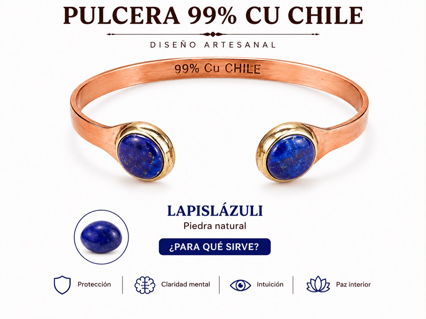 PULSERA DE COBRE - LAPISLAZULI