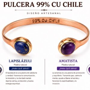 PULSERA DE COBRE LAPISLAZULI - AMATISTA