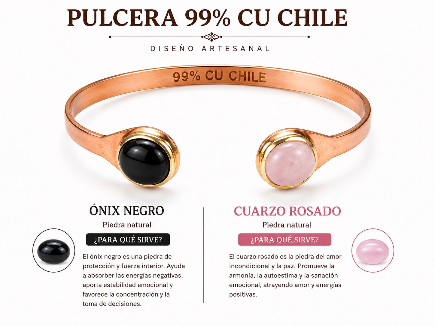 PULSERA DE COBRE - ROSA / ONIX