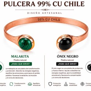 PULSERA DE COBRE - MALAKITA ONIX NEGRO